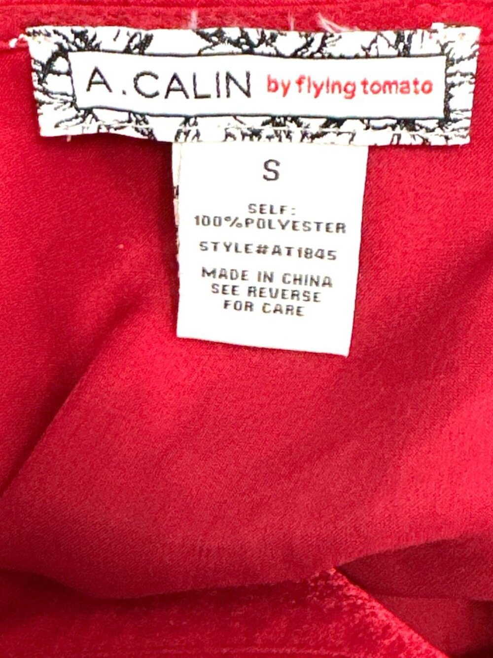 A Calin Size Sm Red Satin Wrap Blouse Peplum Balloon Sleeve Holiday Glamcore Top - Picture 9 of 10